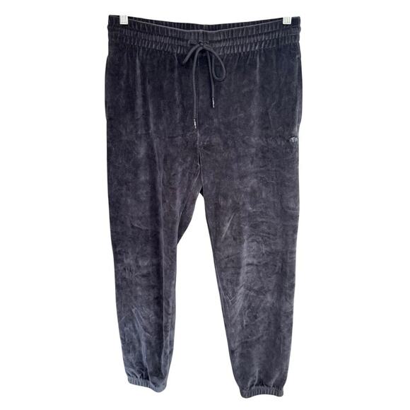 Aritzia TNA Velour Pants Black Pull On Tie Front M Stretch Gothic Goth Witchy - Picture 1 of 10
